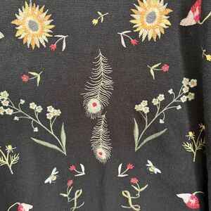 Johnny Was Biya XL black floral embroidered open front sweater cardigan